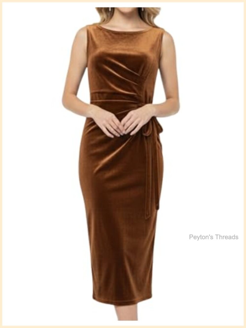 Velvet Midi Cocktail Dress Sleeveless Wedding Guest Party Back Slit